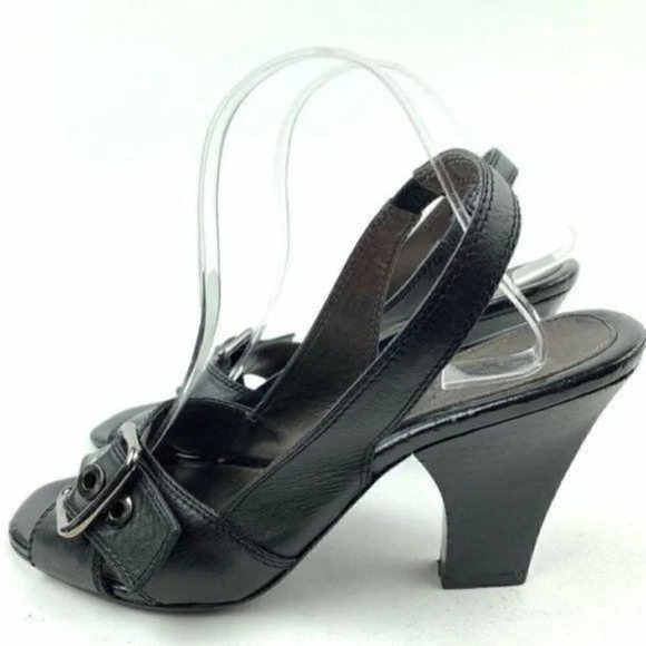 Franco Sarto heels 10 flight black leather chunky - Picture 3 of 8